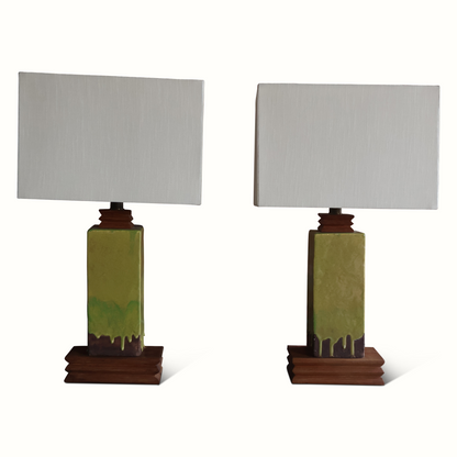 Paire de lampes en céramique et noyer de Paul Laszlo