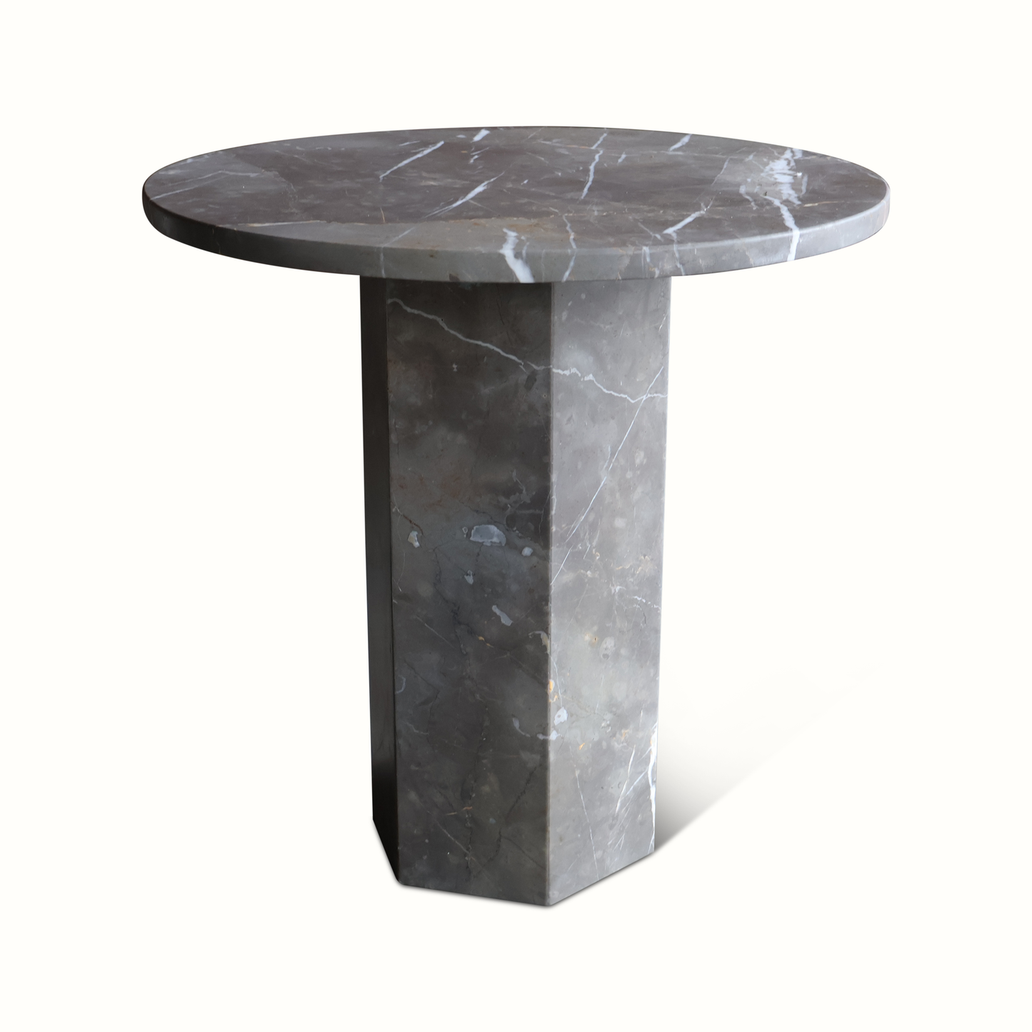 Table sur pied en marbre sur base hexagonale