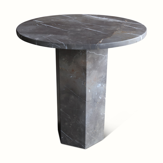 Table sur pied en marbre sur base hexagonale