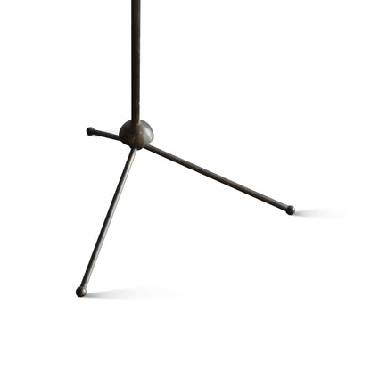 Lampadaire vintage en laiton et rotin, France, années 1950