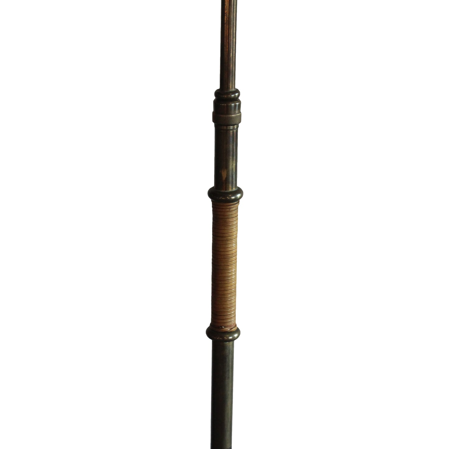 Lampadaire vintage en laiton et rotin, France, années 1950