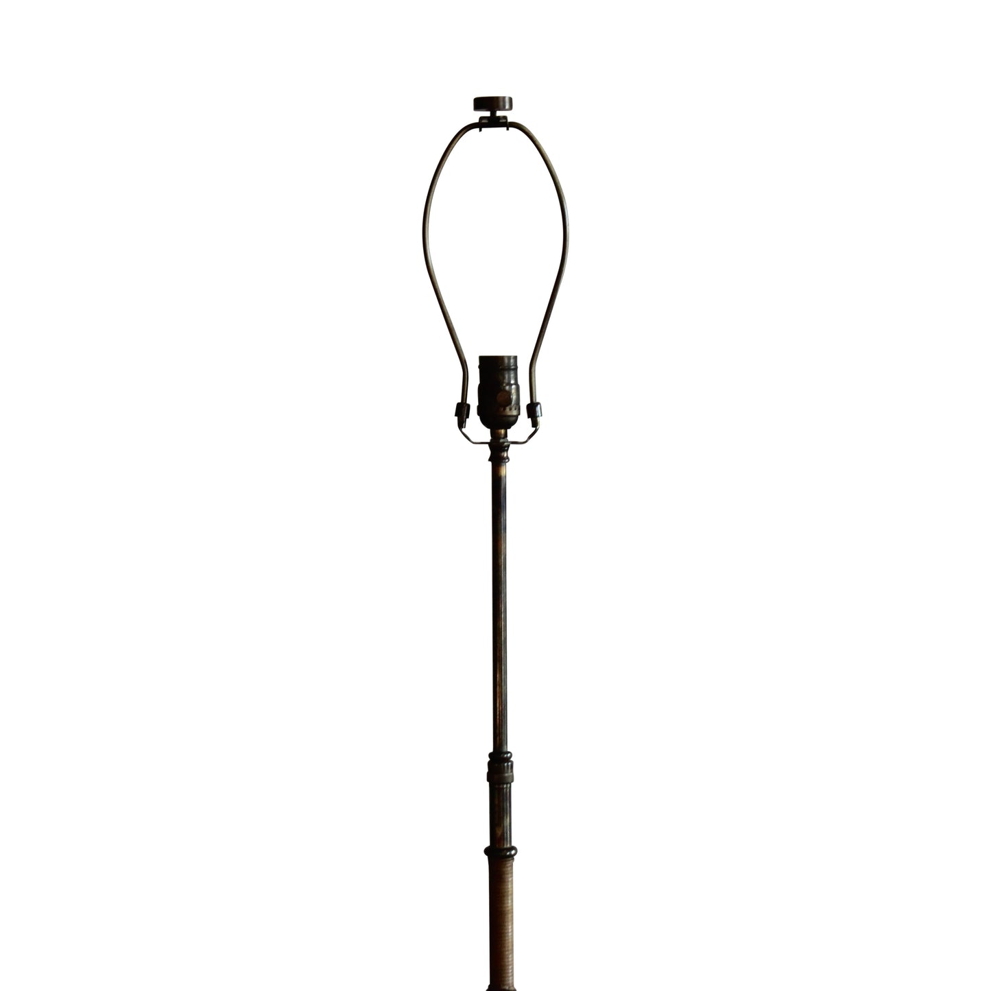 Lampadaire vintage en laiton et rotin, France, années 1950
