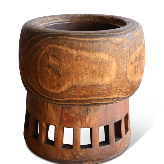 Jardinière japonaise Hibachi en bois et cuivre