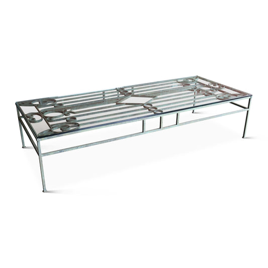 Table basse en fer vert-de-gris