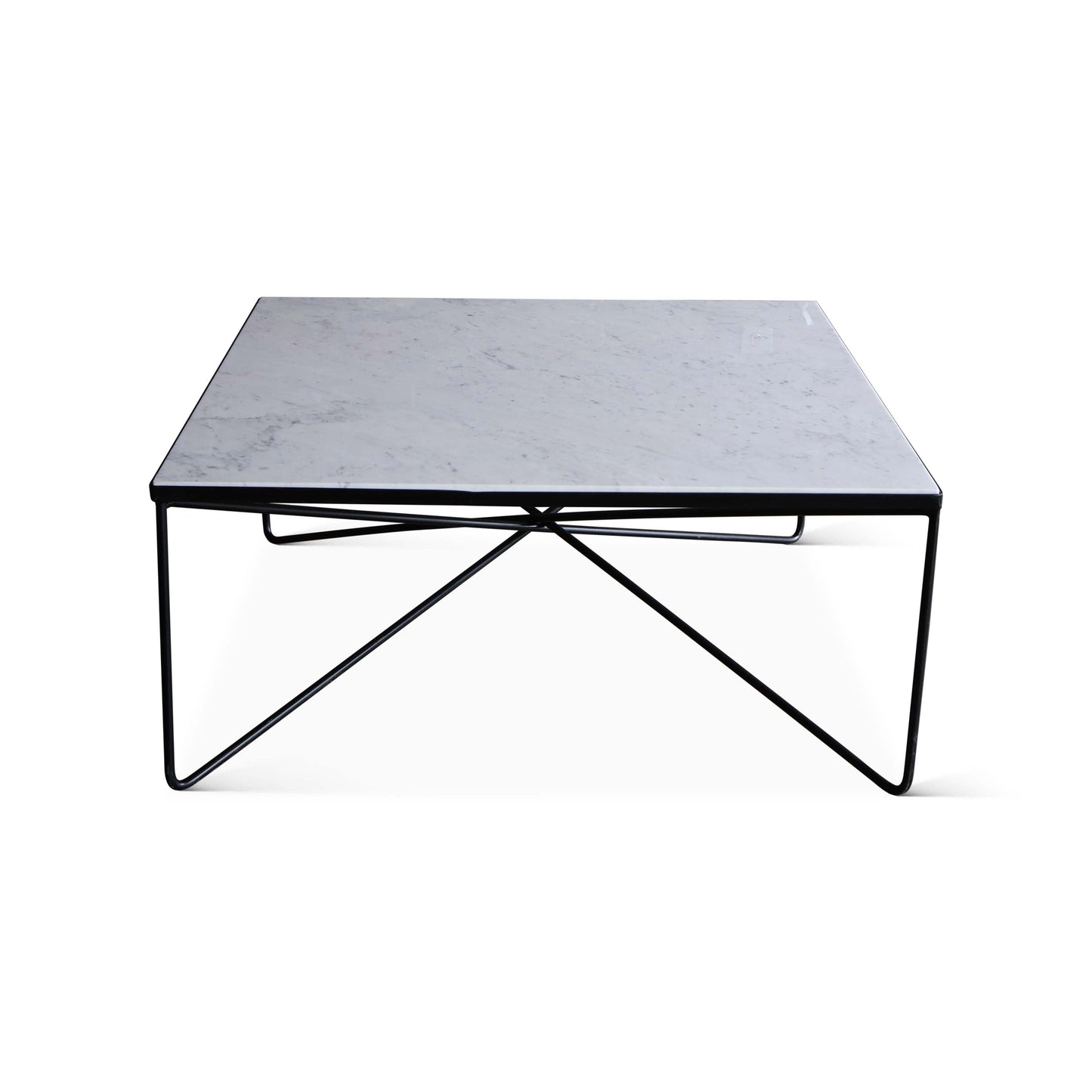 Table basse en fer et marbre par Luther Conover