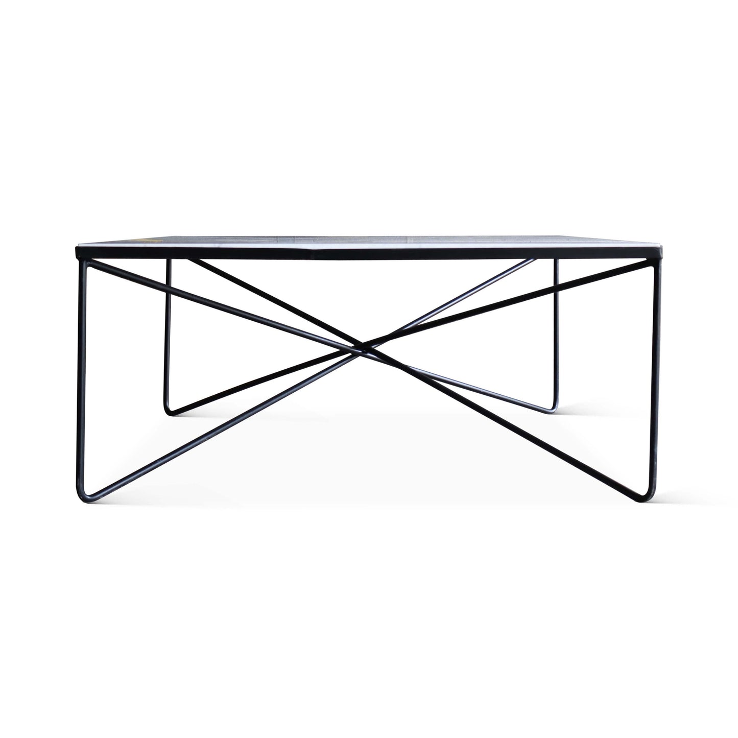 Table basse en fer et marbre par Luther Conover