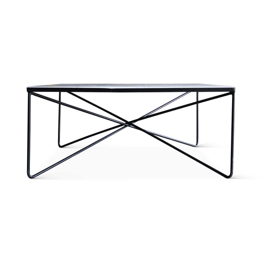 Table basse en fer et marbre par Luther Conover