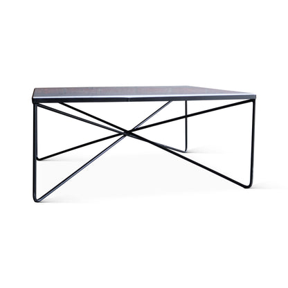 Table basse en fer et marbre par Luther Conover