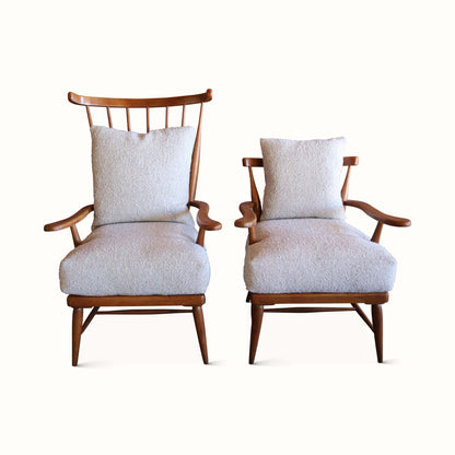 Paire de fauteuils en chêne pour elle et lui, France, années 1950