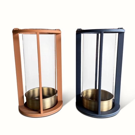 Lanterne cousue en cuir
