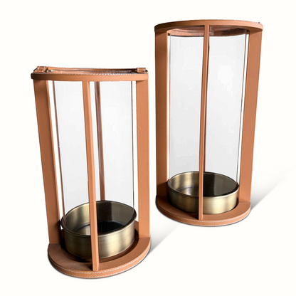 Lanterne cousue en cuir