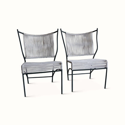 Paire de chaises de patio des années 1960 avec cordon en coton