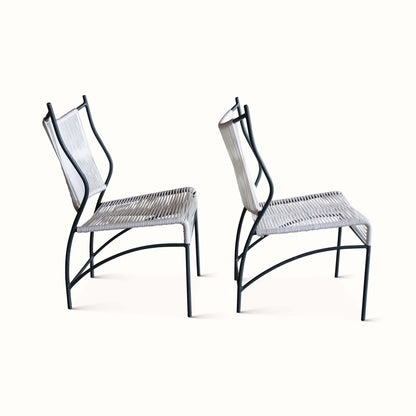 Paire de chaises de patio des années 1960 avec cordon en coton