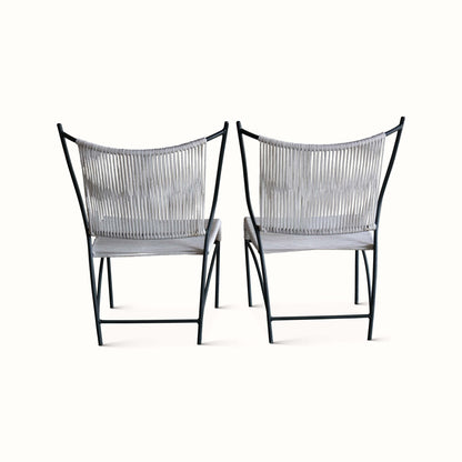 Paire de chaises de patio des années 1960 avec cordon en coton