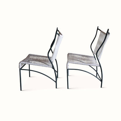 Paire de chaises de patio des années 1960 avec cordon en coton