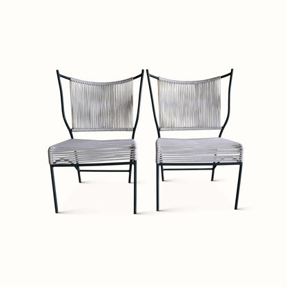 Paire de chaises de patio des années 1960 avec cordon en coton