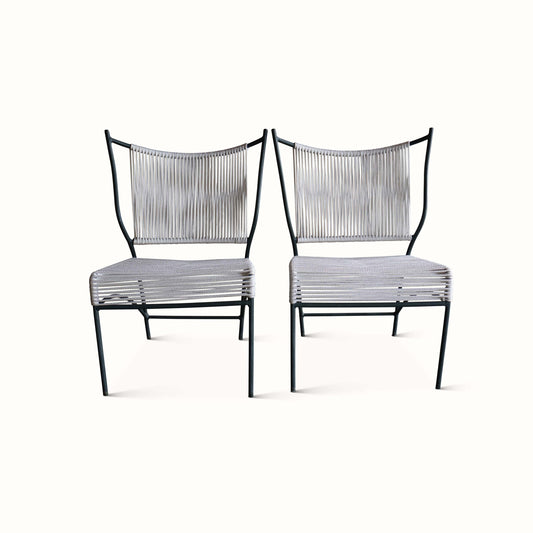 Paire de chaises de patio des années 1960 avec cordon en coton