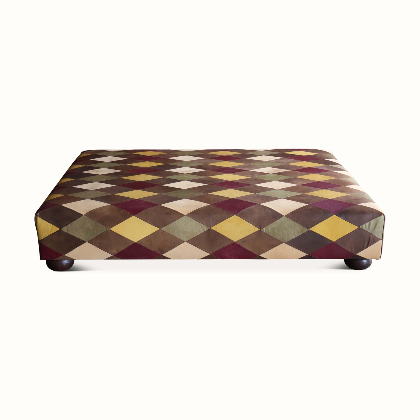 Pouf en cuir patchwork diamant