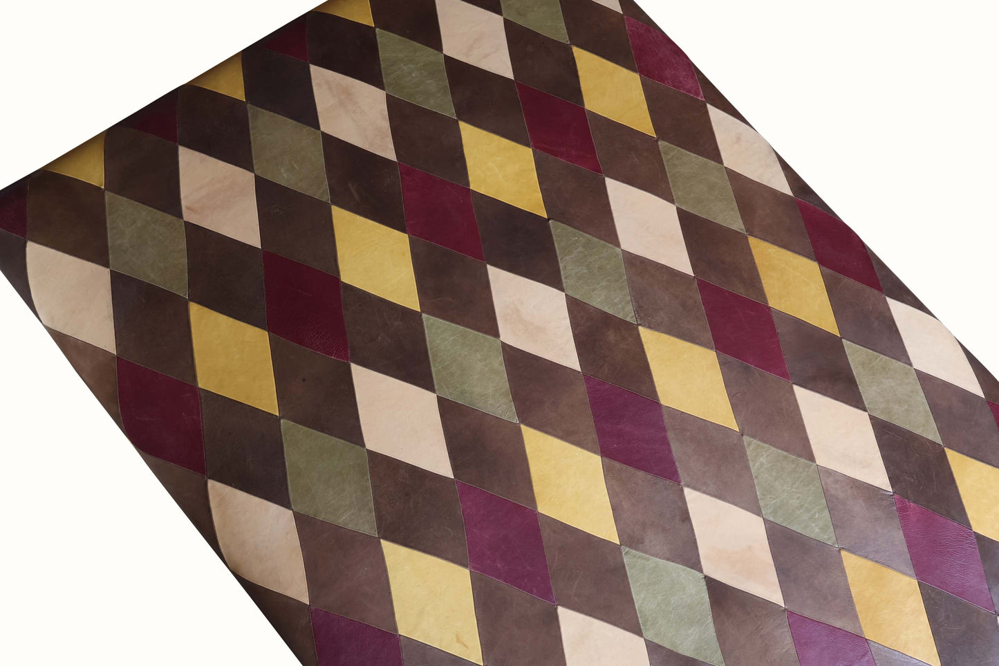 Pouf en cuir patchwork diamant