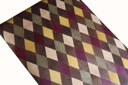 Pouf en cuir patchwork diamant
