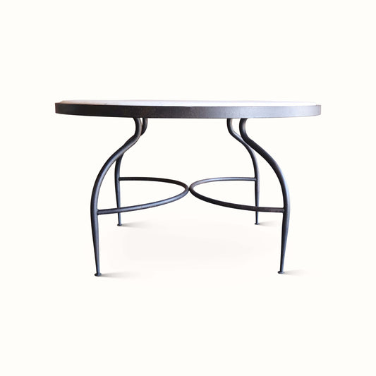Table à thé haute en métal et marbre