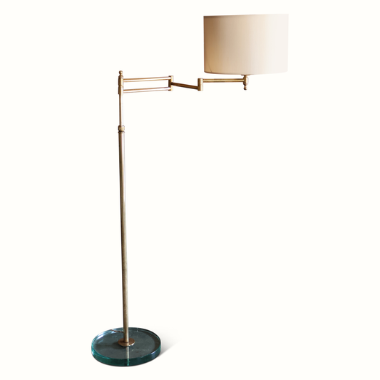 Lampadaire en laiton sur base en verre