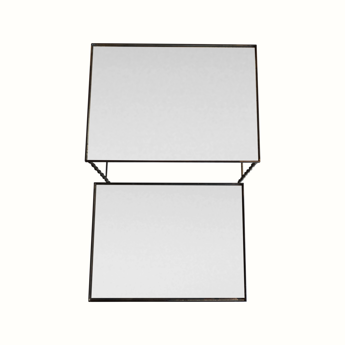 Tables gigognes en laiton et miroir antique