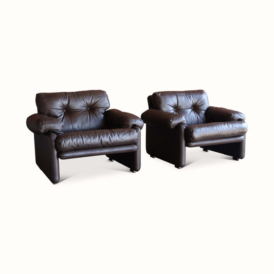 Paire de chaises en cuir par Tobia Scarpa pour B&amp;B Italia 