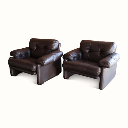 Paire de chaises en cuir par Tobia Scarpa pour B&amp;B Italia 