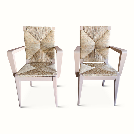 Paire de fauteuils en jonc français des années 1940