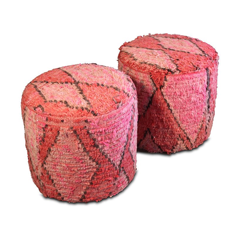 Paire de poufs marocains rembourrés vintage