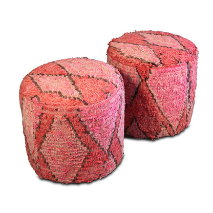 Paire de poufs marocains rembourrés vintage