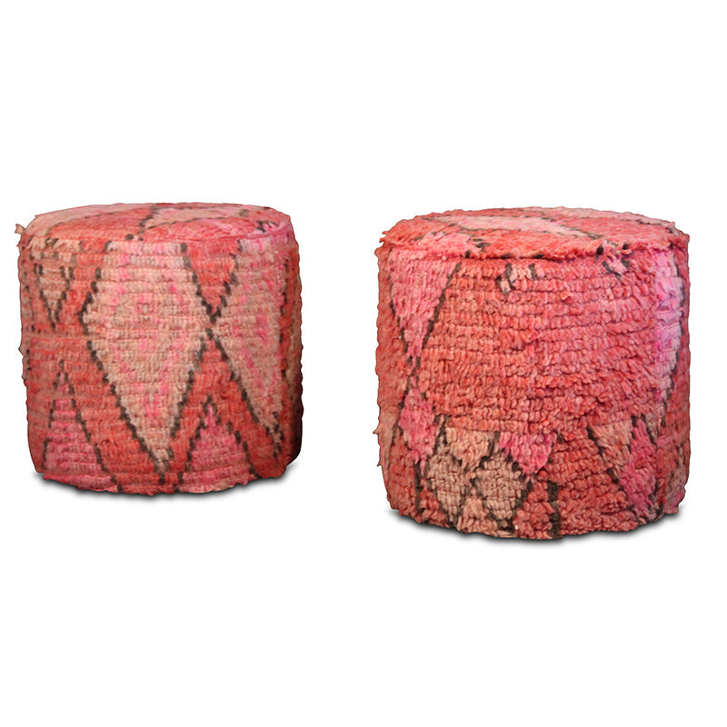 Paire de poufs marocains rembourrés vintage