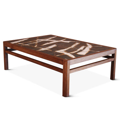 Table basse danoise vintage en palissandre et carreaux de céramique par Ole Bjorn Krüger, années 1960