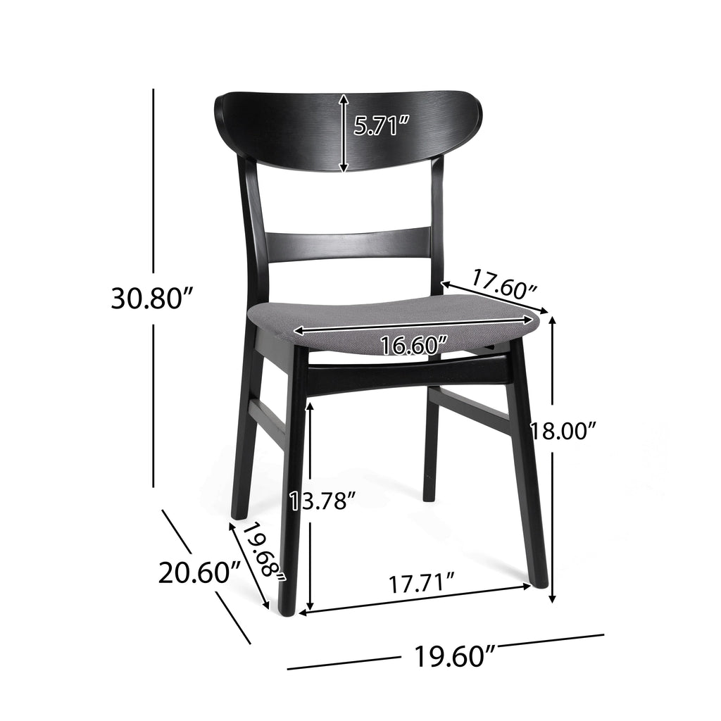Chaise de salle à manger Abrielle en bois d'hévéa rembourrée de style milieu de siècle (lot de 2) par Christopher Knight Home