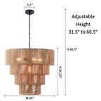 Suspension bohème KAWOTI largeur 26, 5 lumières, 4 niveaux