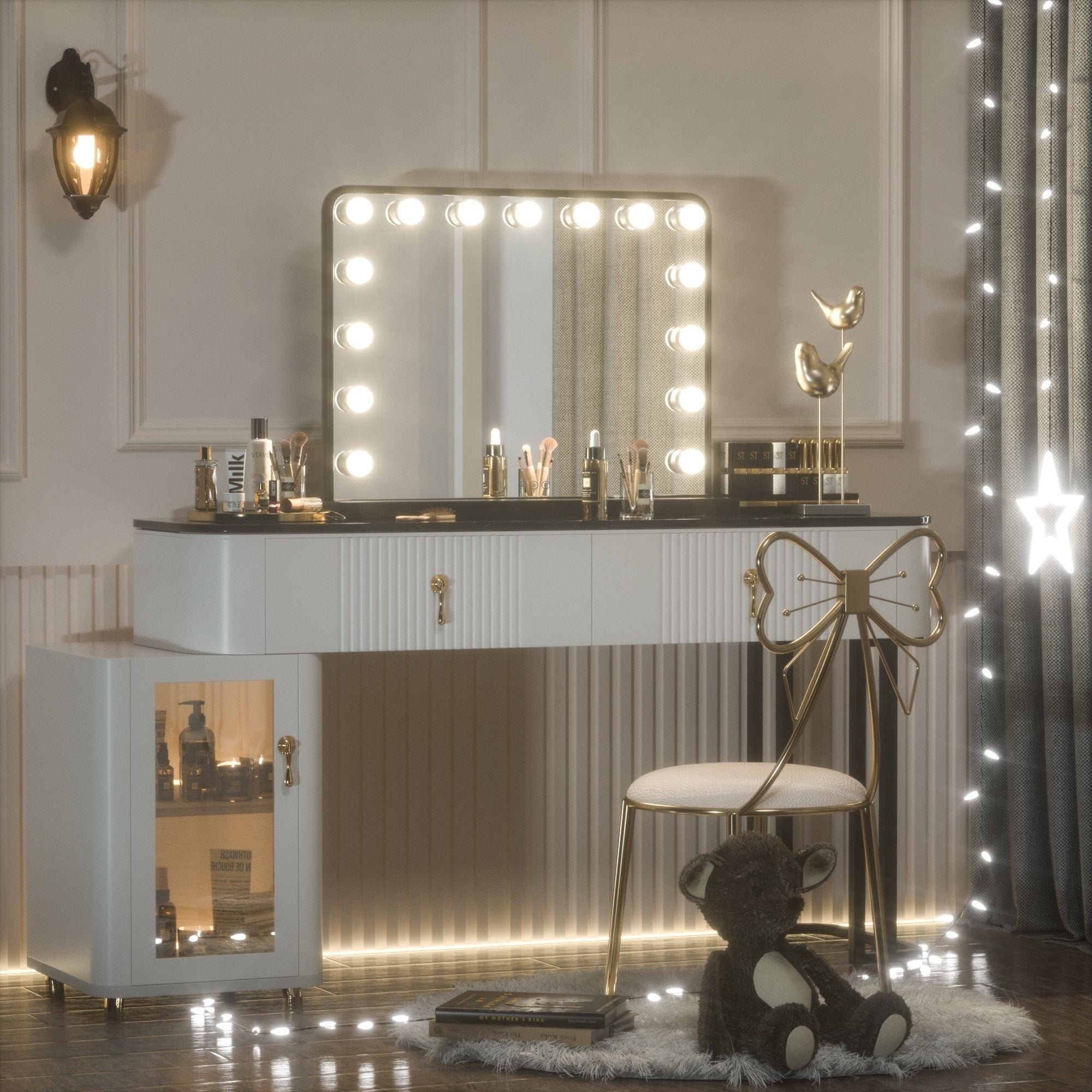 Miroir de maquillage Hollywood Keonjinn à LED avec 15/18 lumières LED