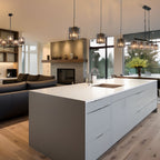 Lustre linéaire moderne Kasy à 5 lumières en verre texturé pour îlot de cuisine, design unique