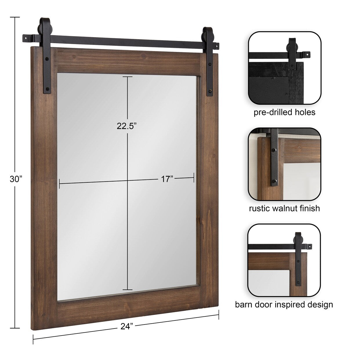 Miroir mural rectangulaire rustique Kate et Laurel Cates