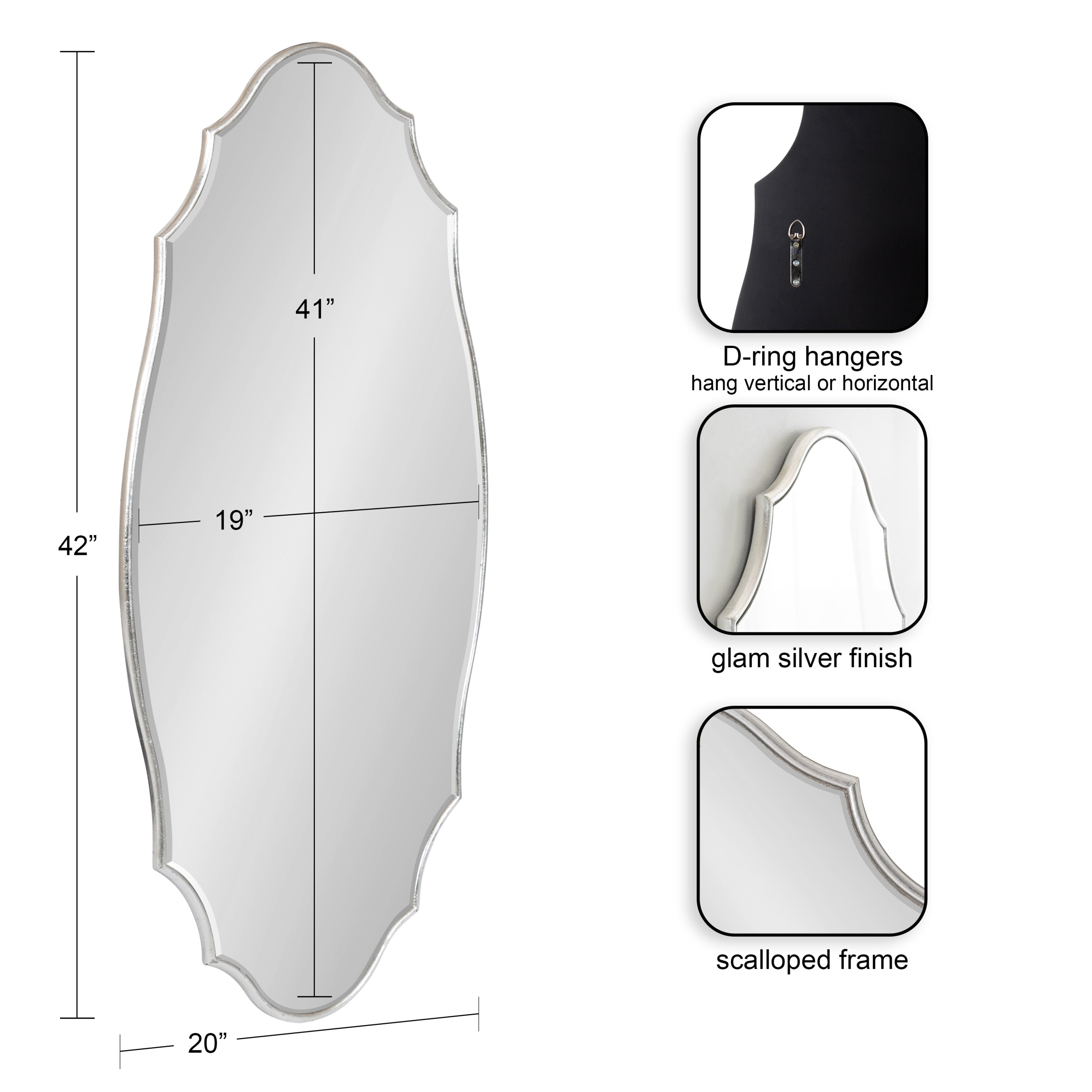 Miroir mural ovale festonné Kate et Laurel Leanna