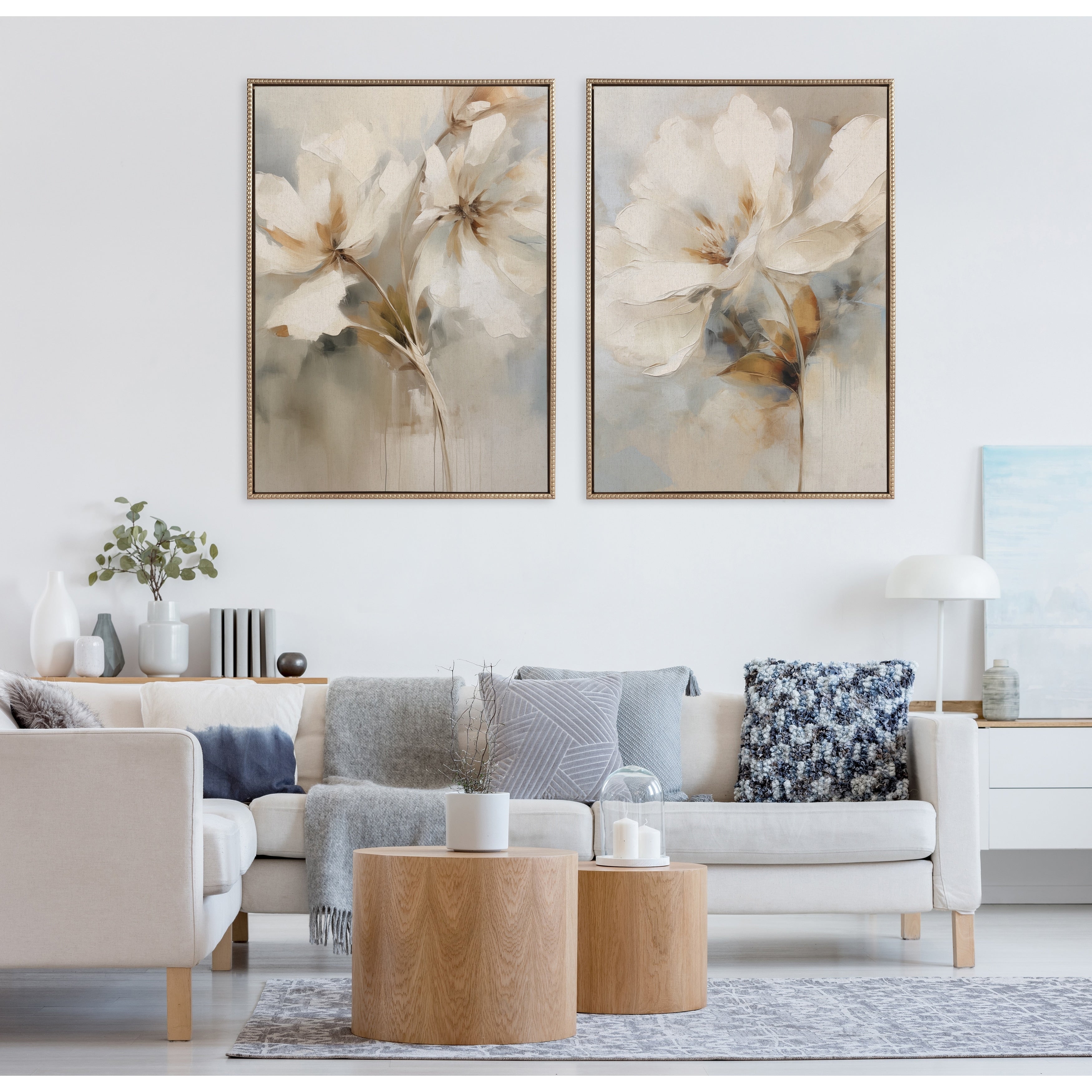 Toile botanique abstraite perlée Kate et Laurel Sylvie