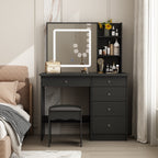 Coiffeuse Kerrogee avec miroir éclairé réglable et tabouret - 39,4 L x 19,7 l x 53,5 H