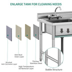 Évier de cuisine à cuve compartimentée en acier inoxydable, évier commercial autoportant