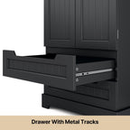 Armoire de rangement pour cuisine, garde-manger, armoire de rangement de salle de bain indépendante avec 2 portes et tiroirs