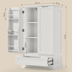 Armoire de rangement pour cuisine, garde-manger, armoire de rangement de salle de bain indépendante avec 2 portes et tiroirs