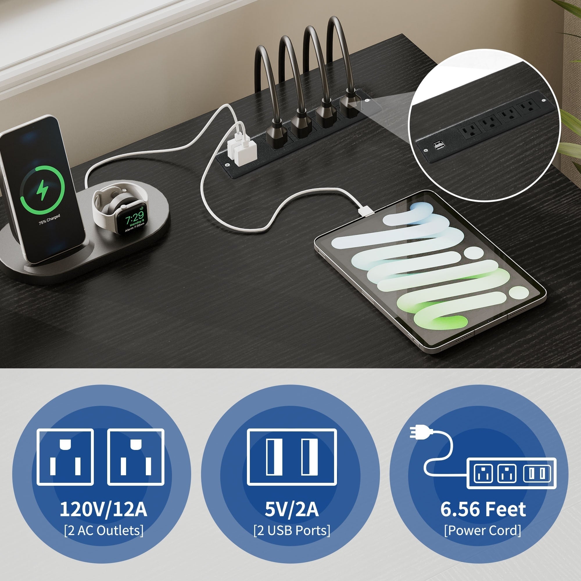 Bureau de jeu d'angle Moasis en L de 59 pouces avec support pour écran