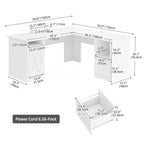 Bureau de jeu d'angle Moasis en L de 59 pouces avec support pour écran