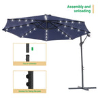 Parasol de terrasse déporté à LED LIVOOSUN de 10 pieds avec base croisée