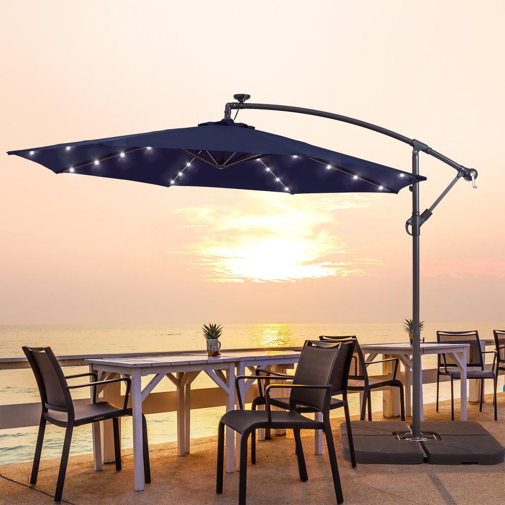 Parasol de terrasse déporté à LED LIVOOSUN de 10 pieds avec base croisée