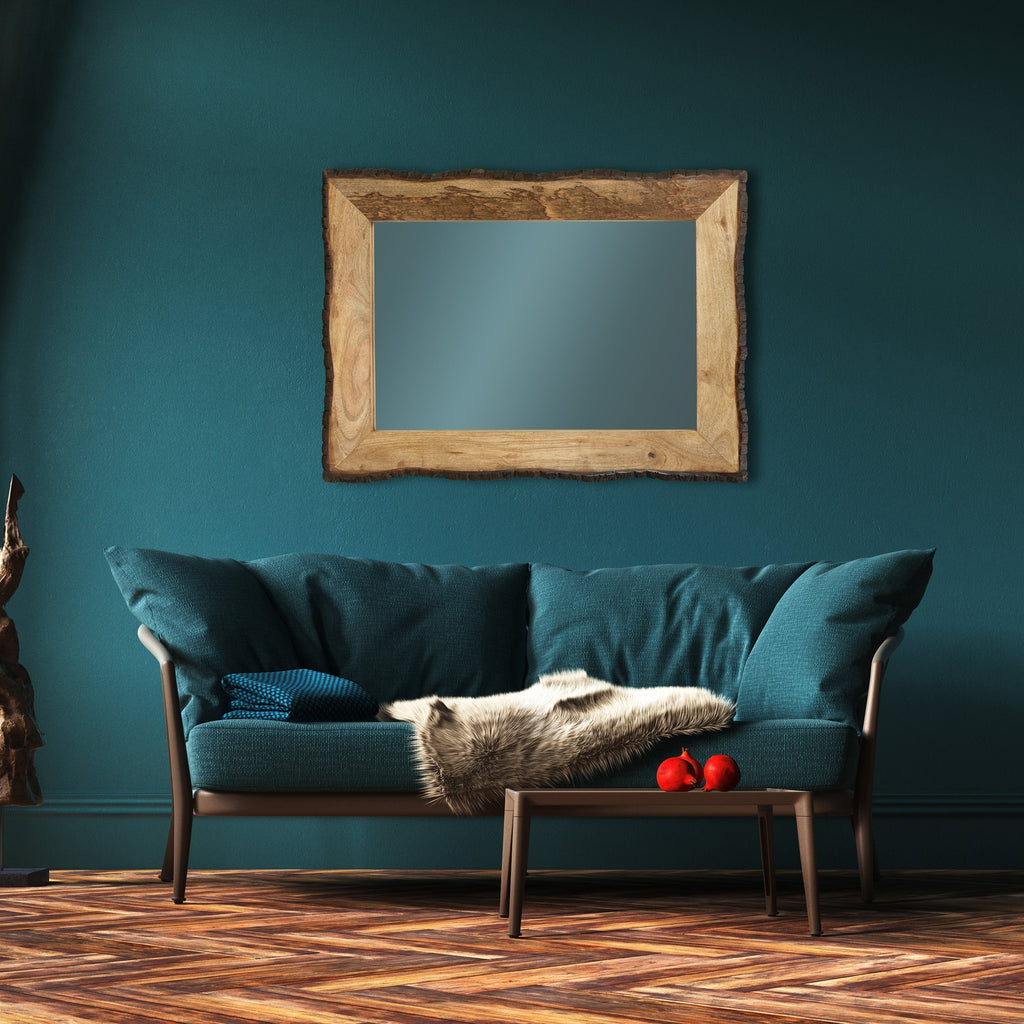Miroir mural rectangulaire en bois et verre brun et beige Lamont River of Goods - 39 x 1,25 x 28